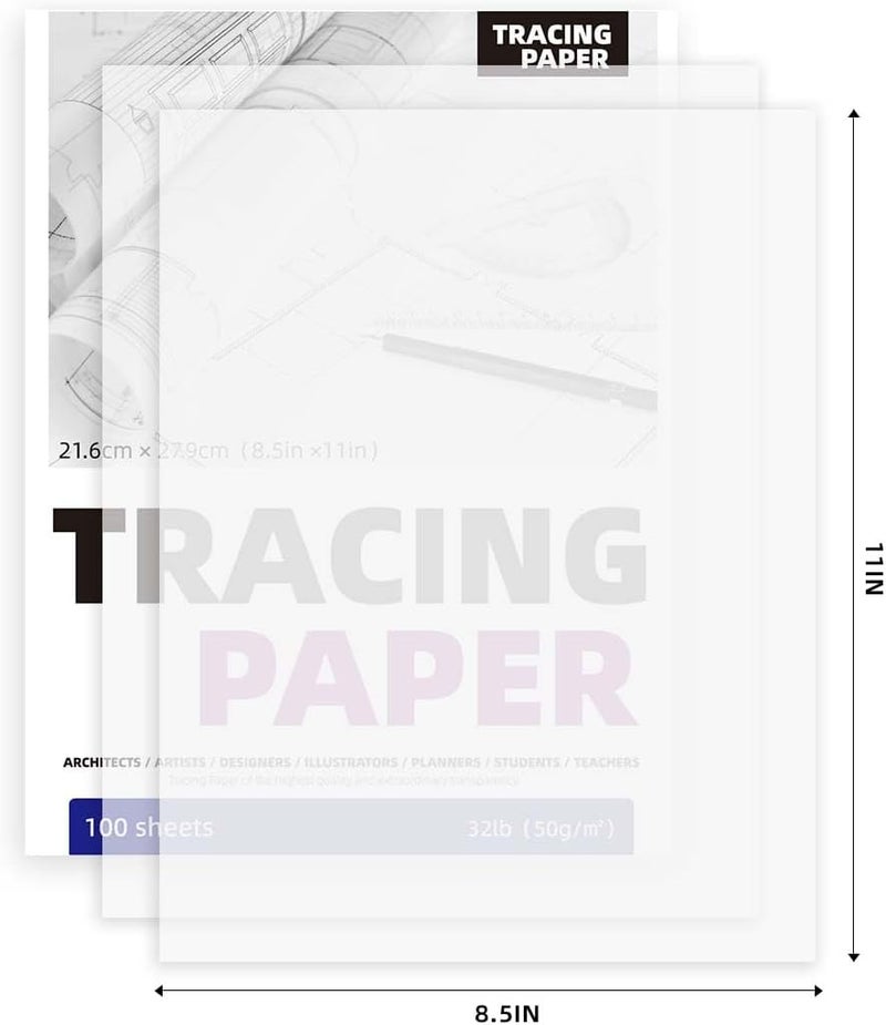 SEMLEART 8.5” X 11” TRACING PaperTracing Paper Pad for Drawing, 100 Sheets, 50gms Translucent Vellum Paper, for Sketching, Preliminary Drawing, Image Overlays (2pack, 8.5×11in) - Image 2